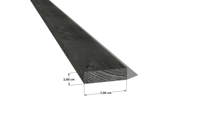 Latte en pin sylvestre traité par trempage noir classe 3 – Section 20x70 mm