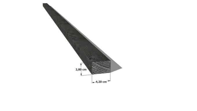 Tasseau en pin sylvestre traité autoclave noir – Section 28x42 mm
