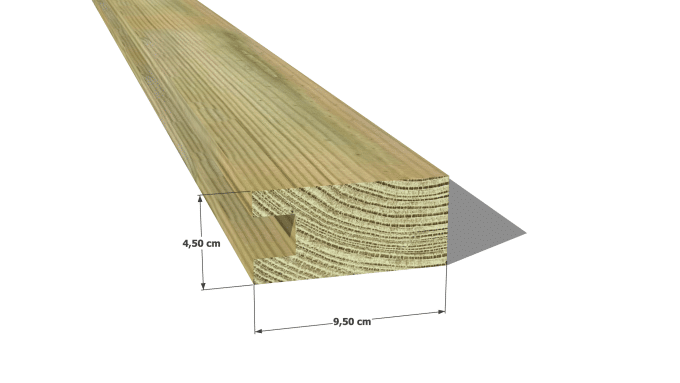 Chevron en pin sylvestre profil U traité autoclave vert classe 4 – Section 45x95 mm U
