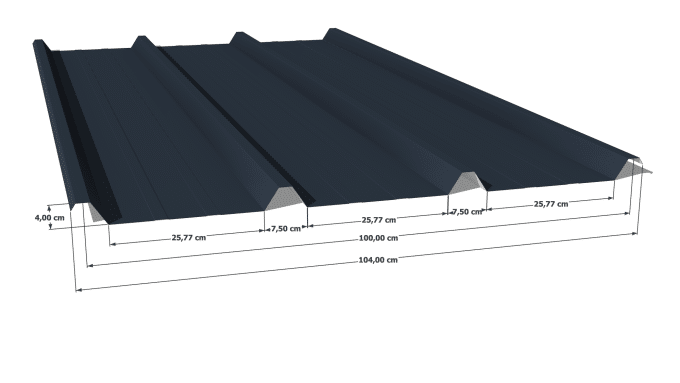 Bac acier gris anthracite RAL 7016 – Épaisseur 63/100 – 5 Ondulations